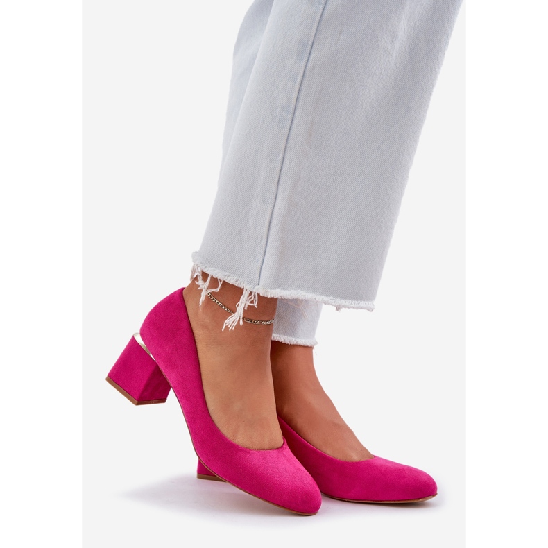 Eco Suede Pumps på pelaren Fuchsia rosa 1