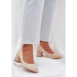 Eco Suede Pumps på stolpen beige 2