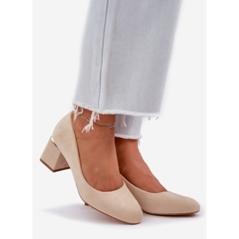 Eco Suede Pumps på stolpen beige 1