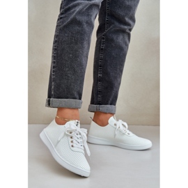 Kvinnors OpenWork Lace -up Light Bead Sneakers beige 2