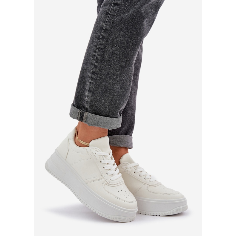 Klassiska Eco Leather Sneakers på den vita plattformen 1