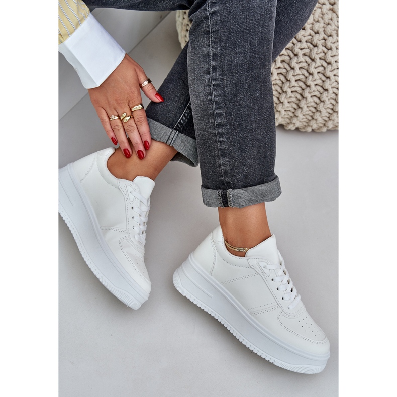 Klassiska Eco Leather Sneakers på den vita plattformen 2