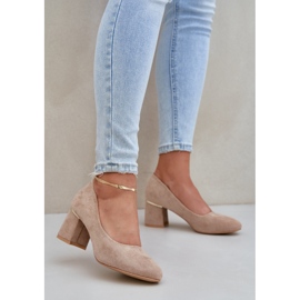 Eco Suede Pumpar på den mörka storleken beige 2