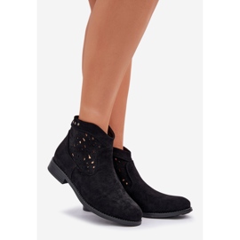 Flat-klackade kvinnors öppna stövlar S.Barski HY51-113 svart 1