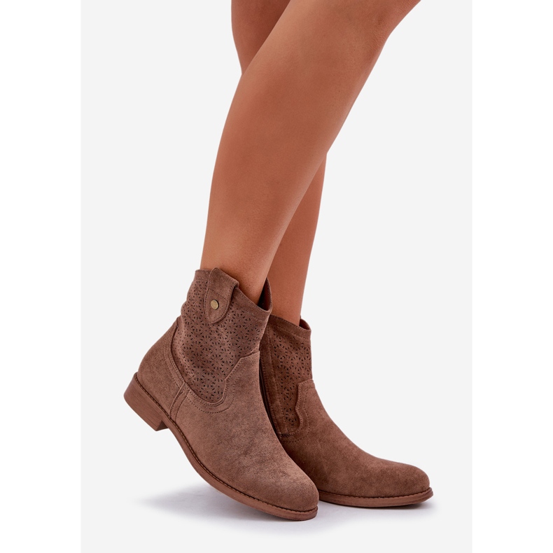 S.Barski Flat-klackade OpenWork Boots S. Barski HY51-063 Brown brun 1