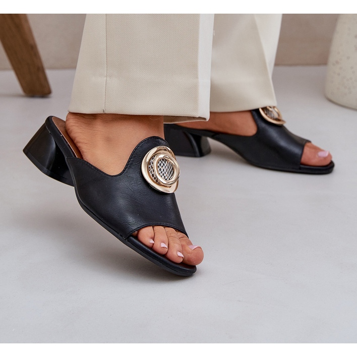 Jezzi Eleganta kvinnors låga hjul med svart dekoration 2