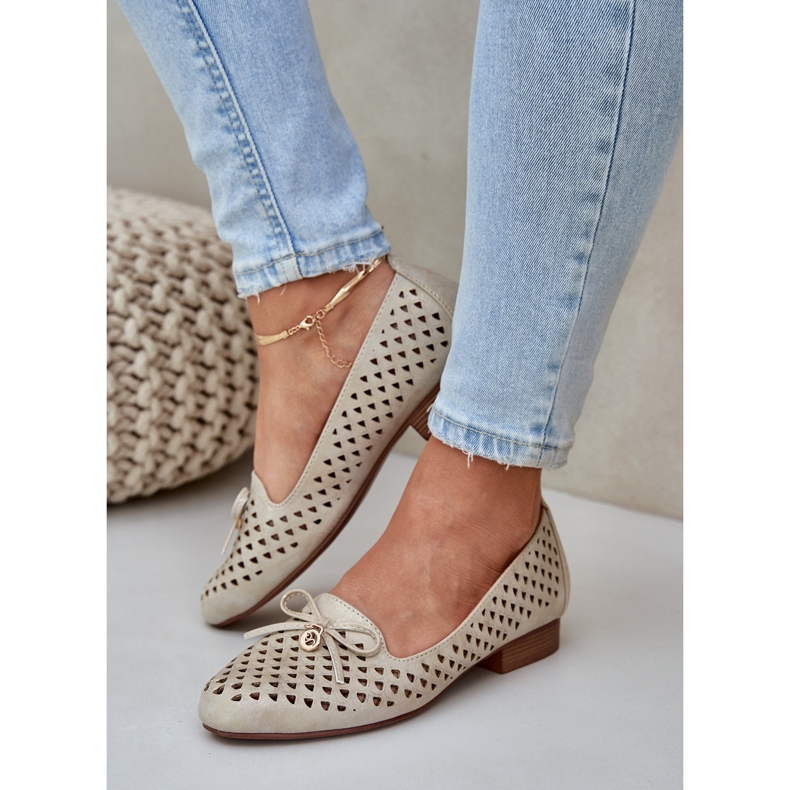 Jezzi OpenWork Ballerinas med en Eco Leather Bow gyllene 2