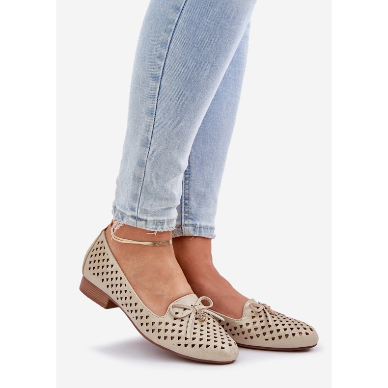 Jezzi OpenWork Ballerinas med en Eco Leather Bow gyllene 1
