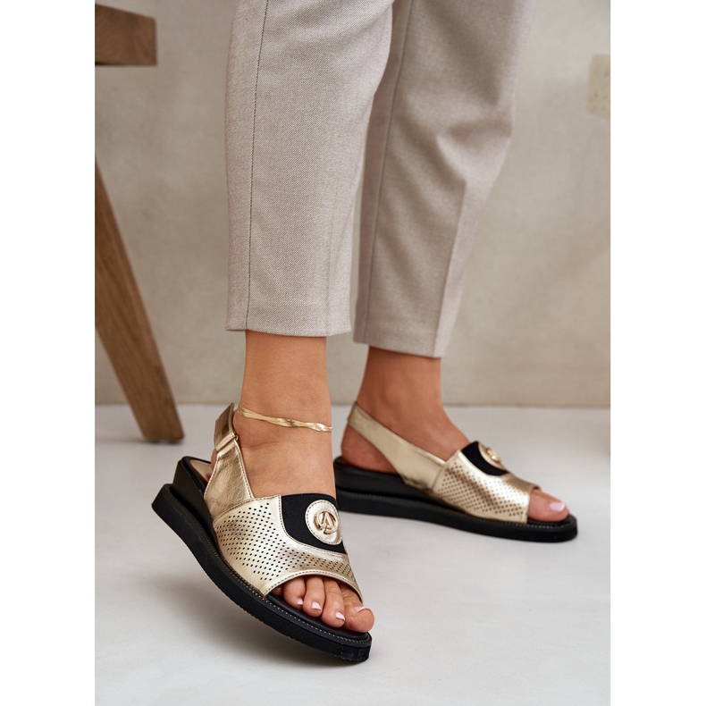Jezzi Kvinnors sandaler för guldkilar med en prydnad gyllene 2