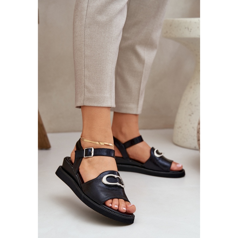 Jezzi Målade kvinnokilsandaler med svart dekoration 2