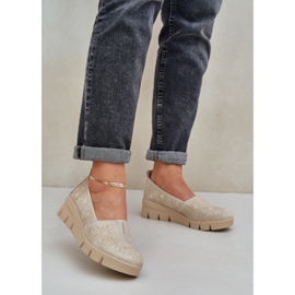 Jezzi Kvinnors skor med ett öppet guldkilmönster gyllene 2