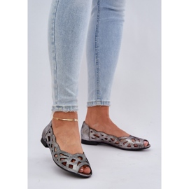 Jezzi Silver Openwork Ballerinas med bara fingrar 2
