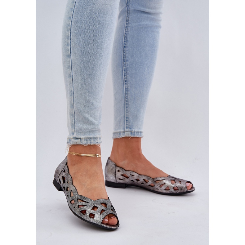 Jezzi Silver Openwork Ballerinas med bara fingrar silver- 2