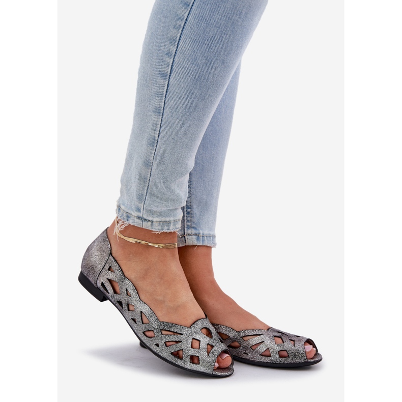 Jezzi Silver Openwork Ballerinas med bara fingrar silver- 1