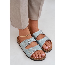 Materialflip -flops på en korksula med mynta spännen grön 5