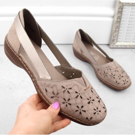 Bekväma läderskor Rieker W RKR442C, beige 2