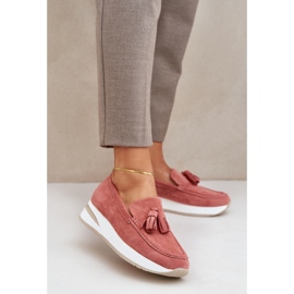 Mockasiner på en delikat Eco Wedge -rosa mocka 2