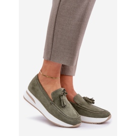 Mockasiner på en delikat Eco Wedders Green grön 1