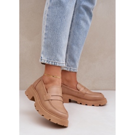 Kvinnors loafers med ekoläder beige 2