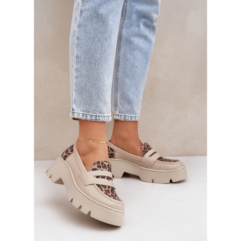 Zazoo Light -HEEL Women's Leather Loafers beige 2