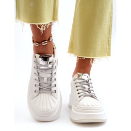 Kvinnors sportläder sneakers på Goe NN2N4033 Vit plattform 4