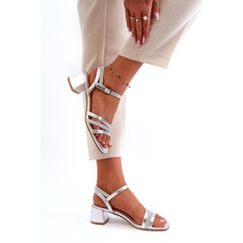 Kvinnors Eco -Leather Sandals Sergio Leone SK046 SILVER SOLE silver- 3