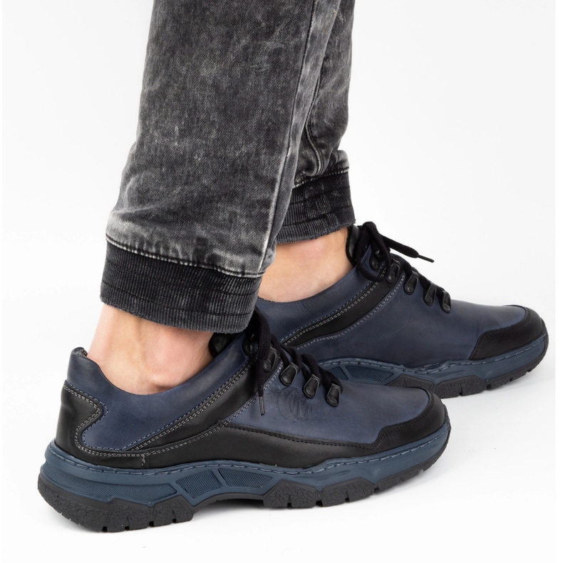 Olivier Herrskor i läder 842MA marinblå 1