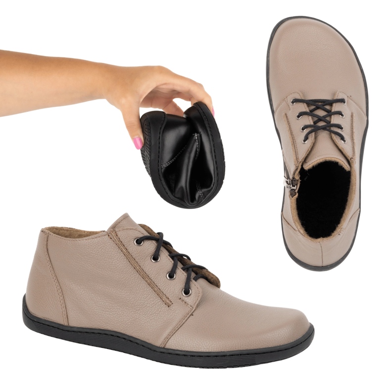 Olivier Barfota kvinnors läderskor, lätt isolerade, högtopp med dragkedja 787, beige 1