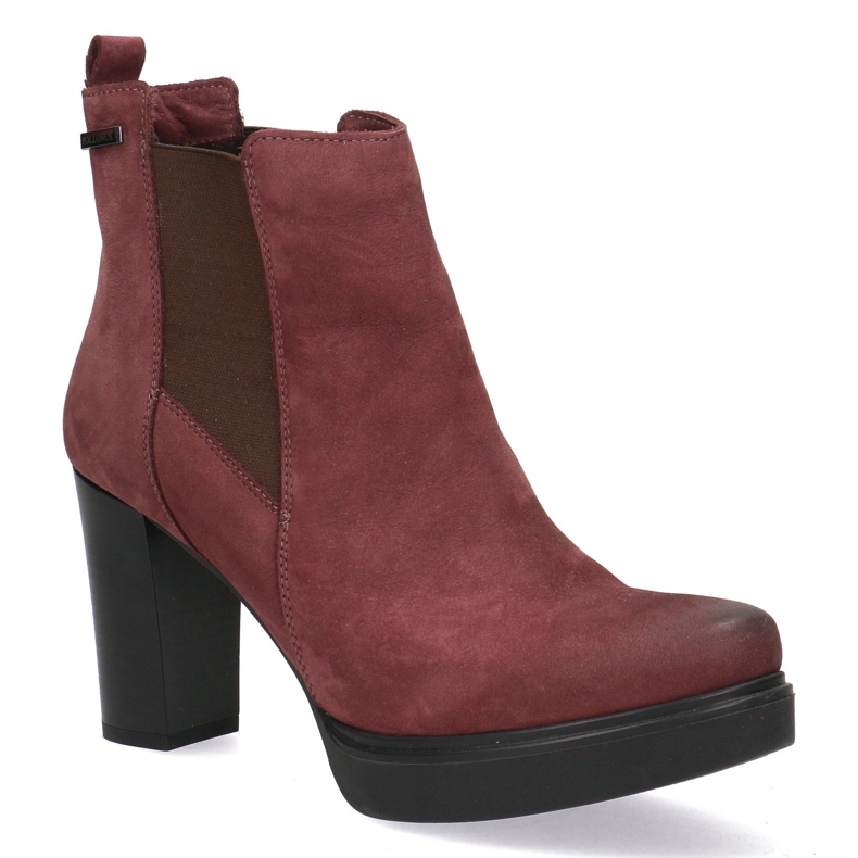 Polbut Kvinnors läderhöga klackar Pollonus Bourgogne 5-0871-011 röd 1