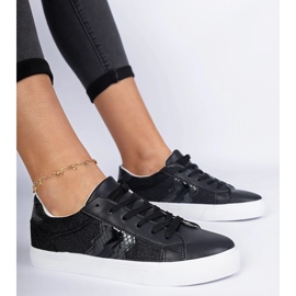 Svarta sneakers med ett djurmotiv dekorerat med glitter 3