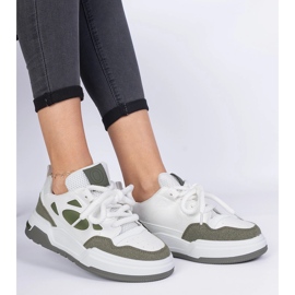Gröna kvinnors sneakers med massiva snören 1