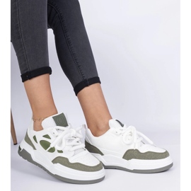 Gröna kvinnors sneakers med massiva snören 2