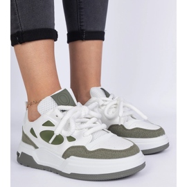 Gröna kvinnors sneakers med massiva snören 4