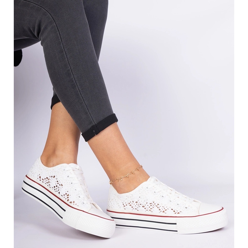 Vit OpenWork kvinnors sneakers 1