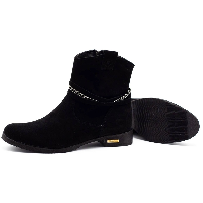 Olivier Svarta damisolerade stövlar med kedja Luna 1