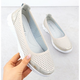 Läder Ballerinas OpenWork Comfort Beige Vinceza 95323 1