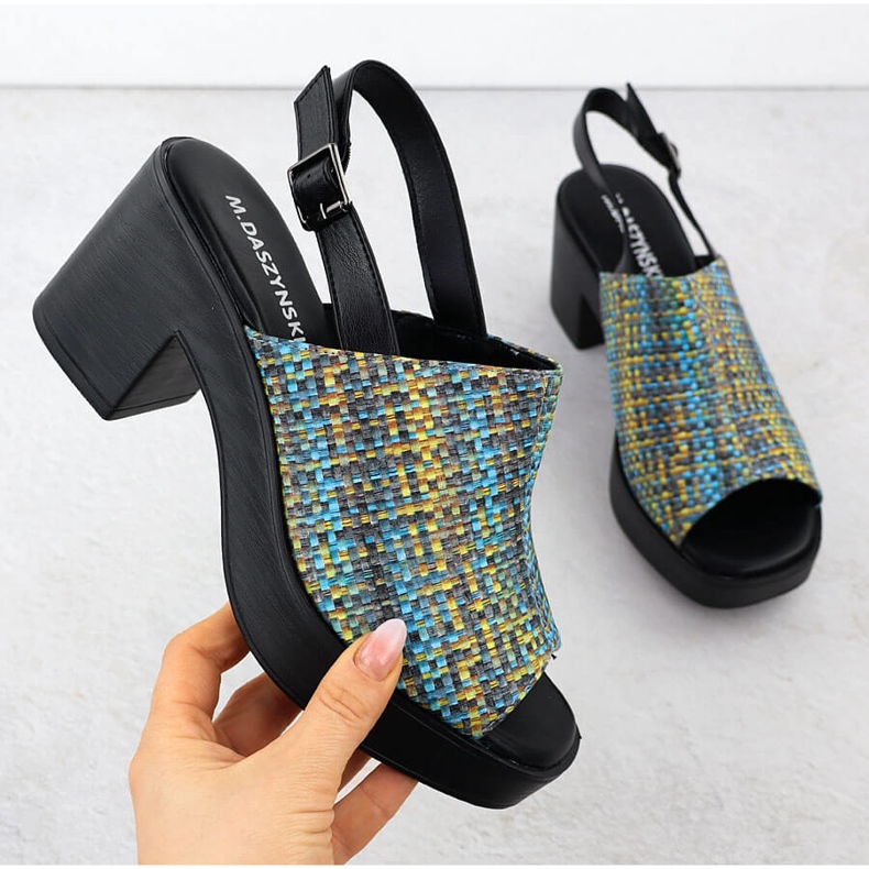 Kvinnors sandaler på M. Daszyński Braid Post MR23126-7 blå 1