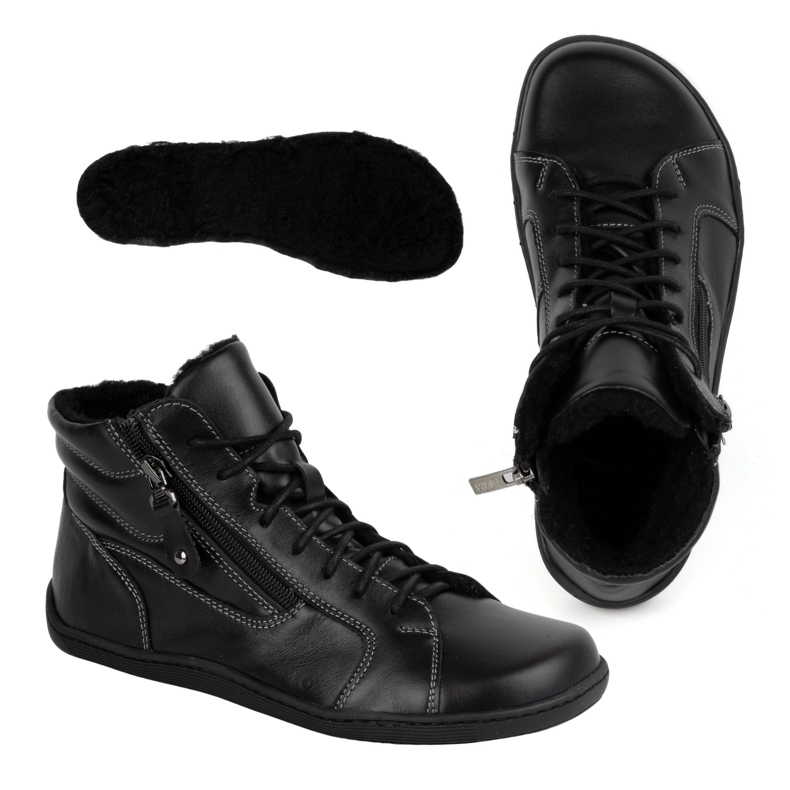 Olivier Kvinnors minimalistiska barfota vinterläderskor 1261 svart 2