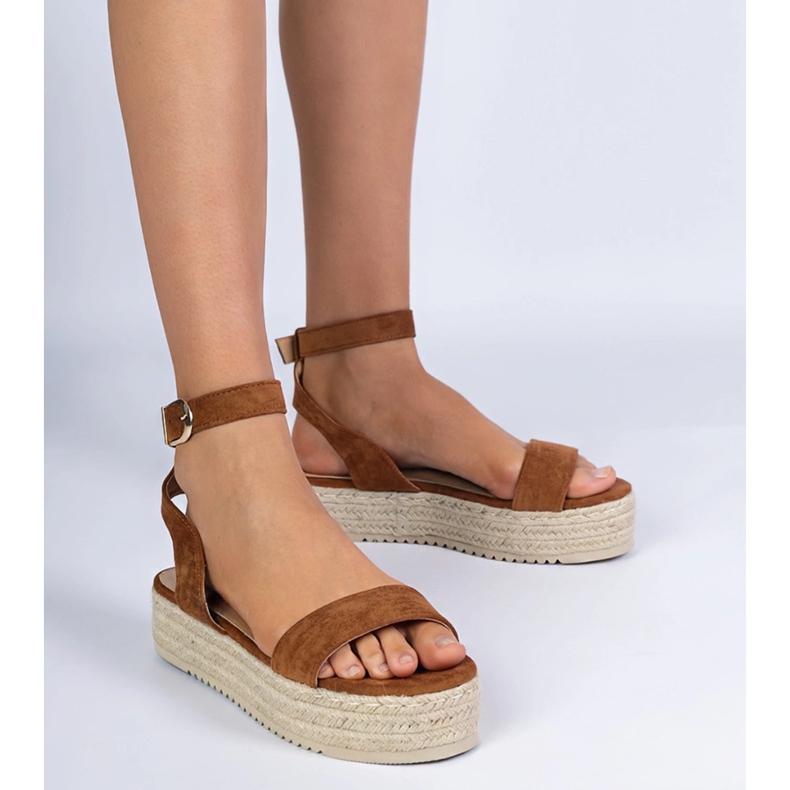 Brown Espadrilles sandaler på plattformen brun 1