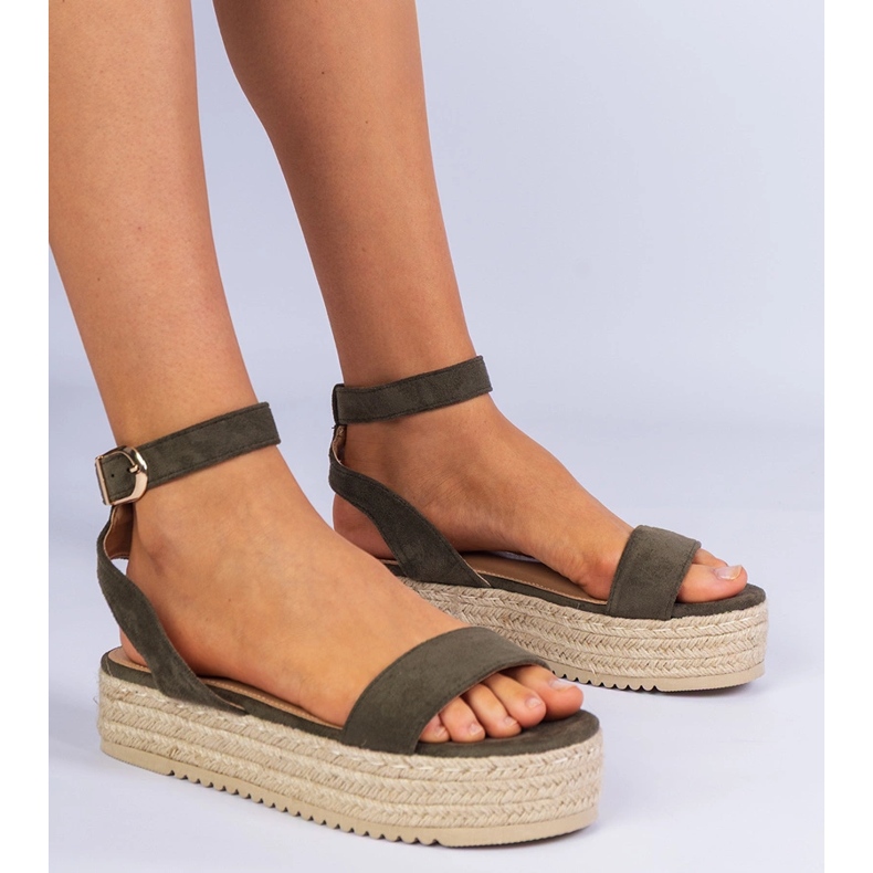 Gröna Espadrile -sandaler på plattformen 1