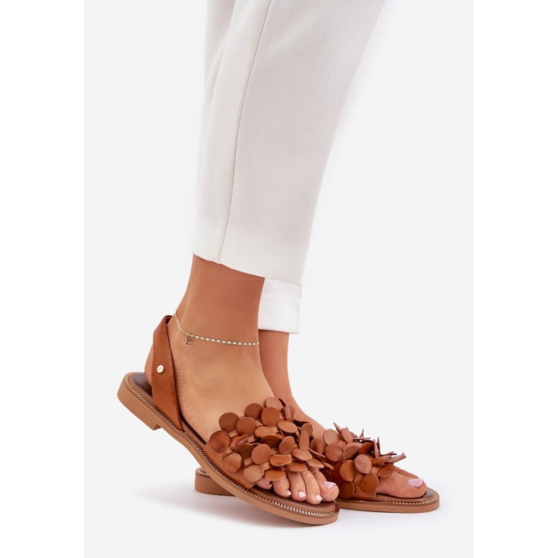 Lädersandaler med platta klackar Zazoo 40425 Brown brun 1