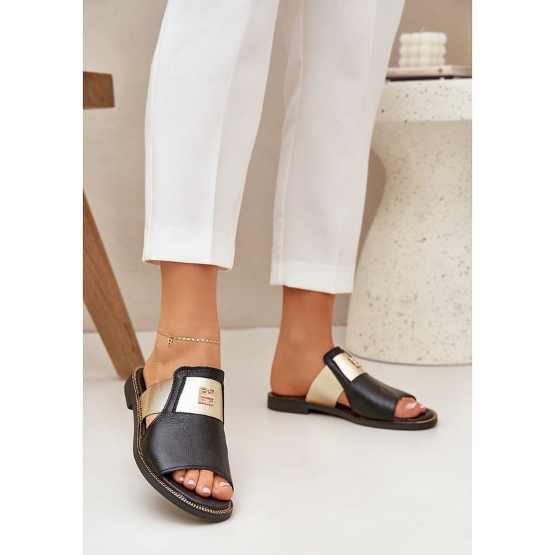 Elegant naturläder flip flops zazoo 40423 svart 2