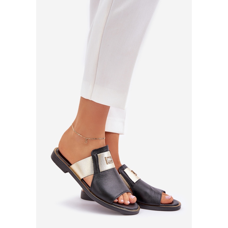 Elegant naturläder flip flops zazoo 40423 svart 1