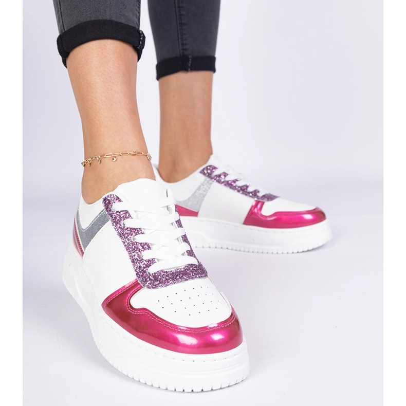 Rosa kvinnors sneakers på en tjock sula 1