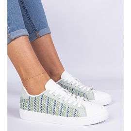 Grönt kvinnors material sneakers 3