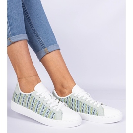 Grönt kvinnors material sneakers 5