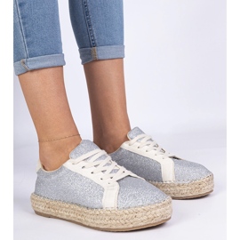 Silver kvinnors espadrilles dekorerade med glitter 2
