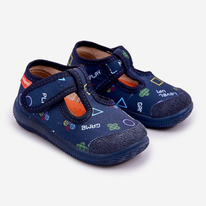 Barns tofflor flexibla marinblå kardborrband 1