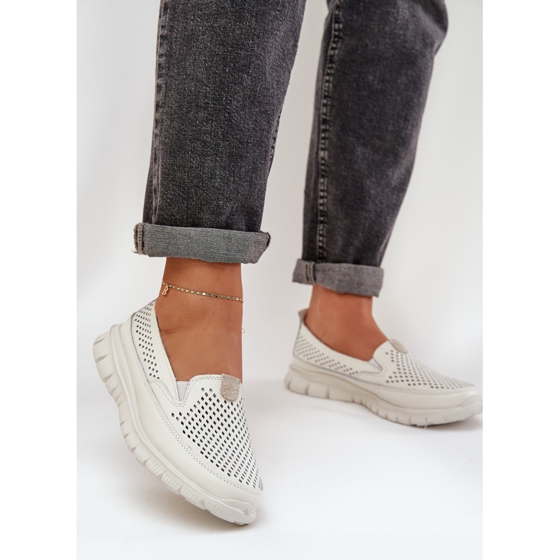 Evento Light Leather OpenWork Loafers 24pb18-6870 White vit 2