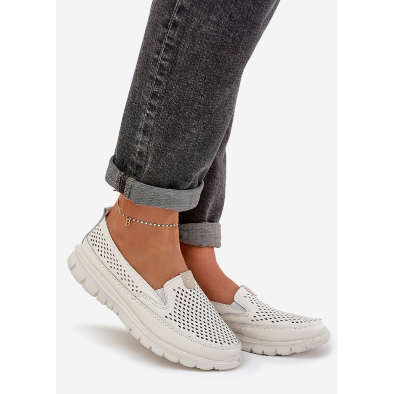 Evento Light Leather OpenWork Loafers 24pb18-6870 White vit 1